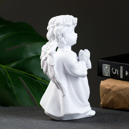 Фигурка полистоун «Ангелочек со звездочкой», белый, 11×8×15 см