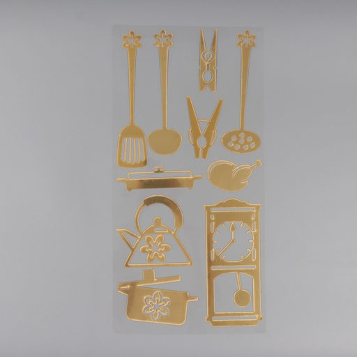 Наклейка интерьерная Кухонная утварь, пластик, золотистый, 70?30 см
