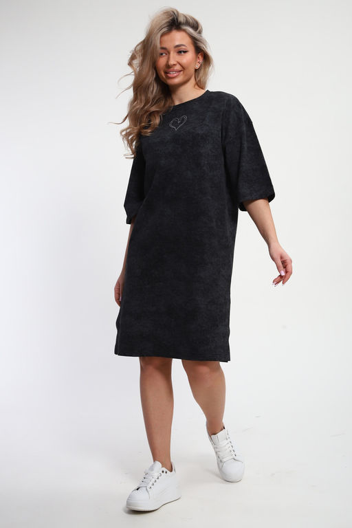 Платье туника варенка с принтом Сердце ТП-02