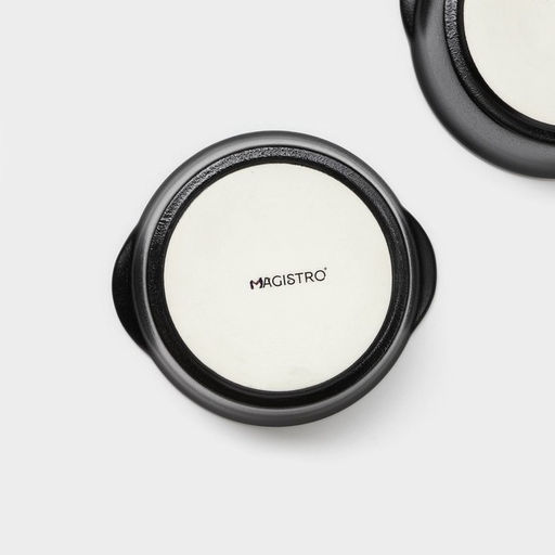 Блюдо для подачи Magistro Carbon, 200 мл, 11.5×10.3 см, керамика, набор 2 шт., чёрное