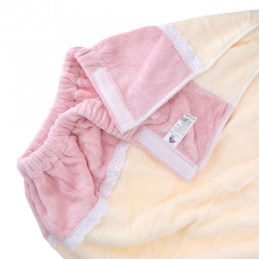 Парео махровое "Куколка" 80х165см, хлопок 100%, на резинке с липучкой, на кнопке, ажурный кант; с чалмой на пуговице 68х25см, ванильный (Китай)