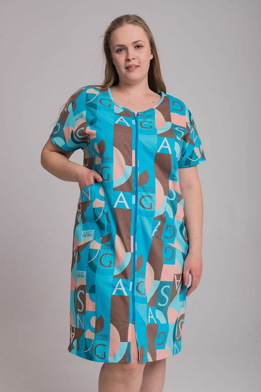 Халат М325382гб голубой/бежевый