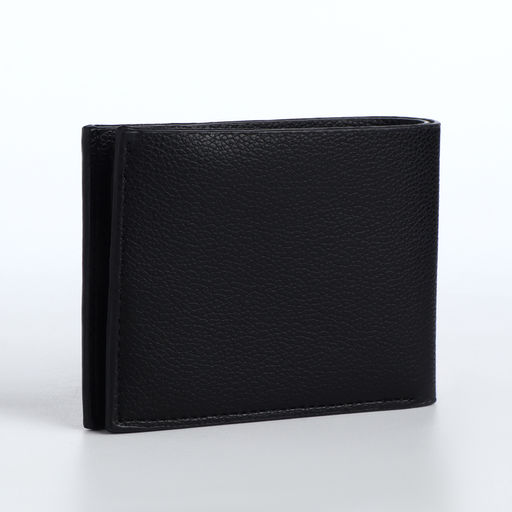 Портмоне мужское, без застёжки, отдел для карт, монет, чёрное