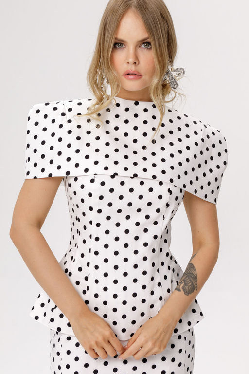 Жакет Pirs 6640 горохи на белом фоне