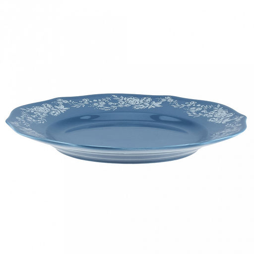 "Утренняя лазурь" Тарелка мелкая фарфоровая д267мм, h30мм, волнистый край, отводка, синий (Китай)