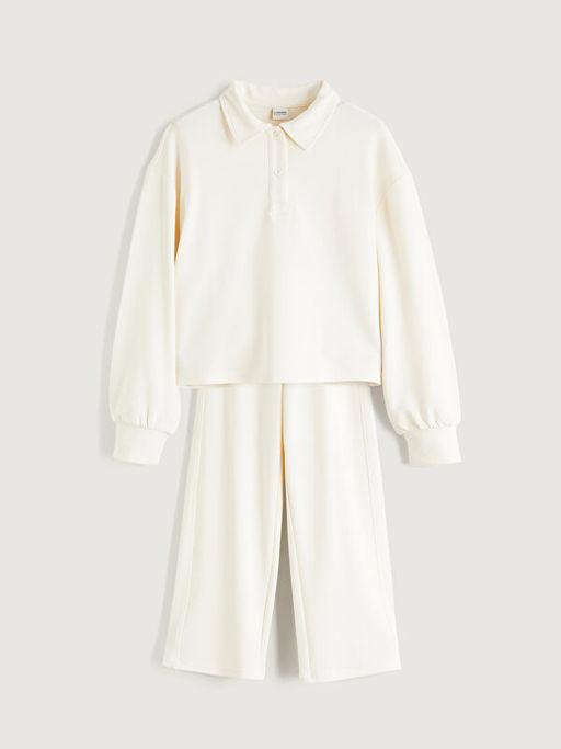 Polo Yaka K?z ?ocuk Sweatshirt ve E?ofman Alt