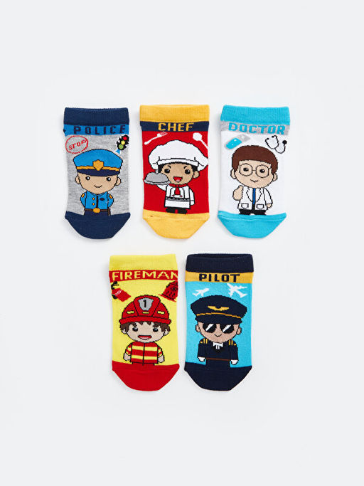 Desenli Erkek ?ocuk Patik ?orap 5li