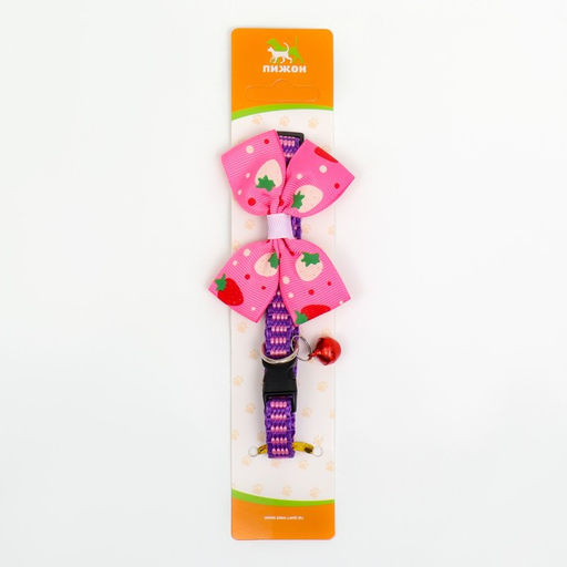 Ошейник Клубника, 30 х 1 см, капрон, розовый - Пижон фото 5