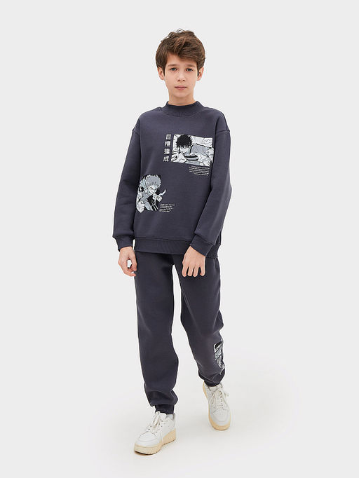 Комплект для мальчиков (джемпер, брюки) серый с печатью - Mark formelle фото 2