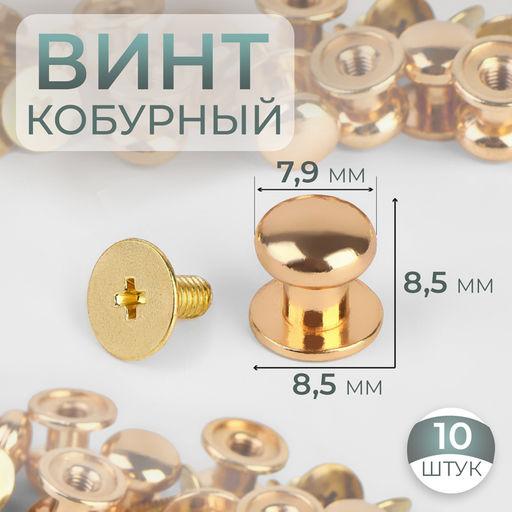 Цена за 2 шт. Кобурный винт d=7.9/8.5×8.5 мм, 10 шт., цвет золотой