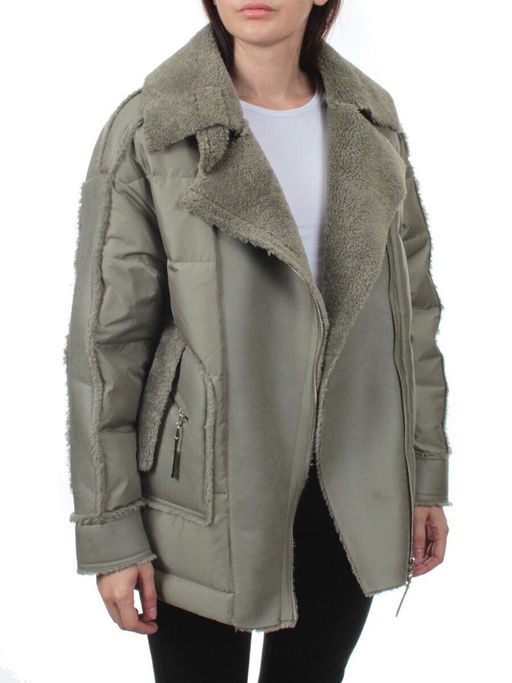 902 GRAY/GREEN Куртка зимняя облегченная женская (холлоффайбер 150 гр., искусственная дубленка) - Fashion фото 10