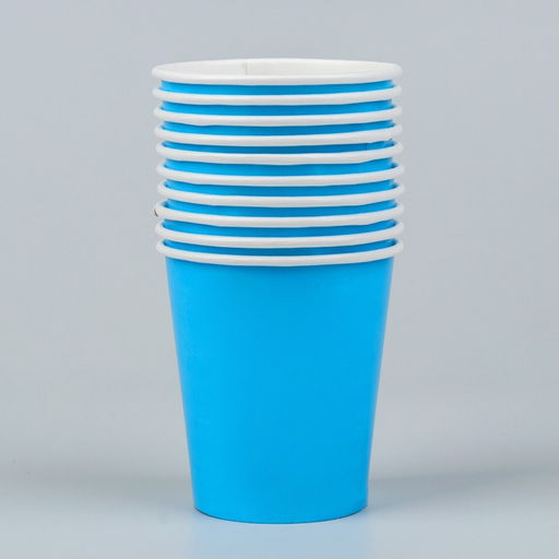 Цена за 10 шт. Стакан бумажный, однотонный, цвет голубой, 205 мл - Страна карнавалия фото 2