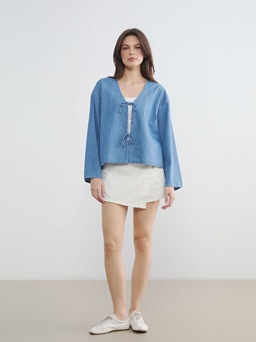 V Yaka Ba?lama Detayl? Jean Bluz