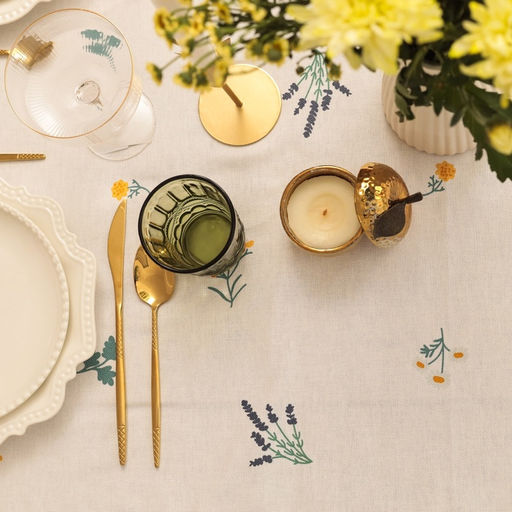 Скатерть Этель. Полевые цветочки, 146?2202 см, рогожка 176 г/м?, 100% хлопок