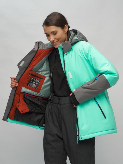Горнолыжный костюм женский большого размера бирюзового цвета 02278Br - Chunmai фото 15