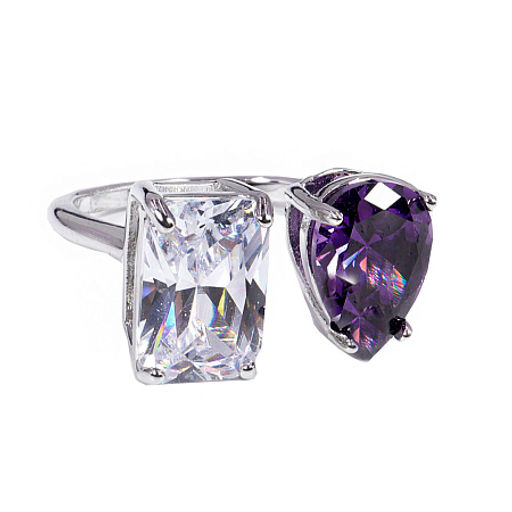 Кольцо с Аметистовым и хрустальным алмазным стеклом Сваровски - Сандаловый дом фото 2
