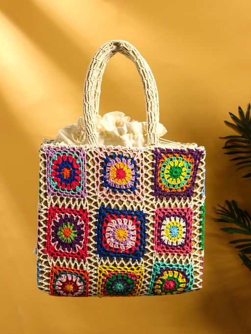 Сумка плетёная из пандана, 30×10×50 см, разноцветная