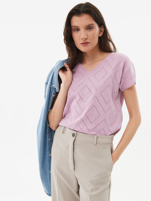 Джемпер короткий рукав л1128 розовый