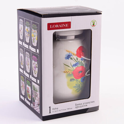 60278 Банка для сыпучих 900мл Цветущие Маки доломит/металл LR (х24) - Mayer&boch фото 3