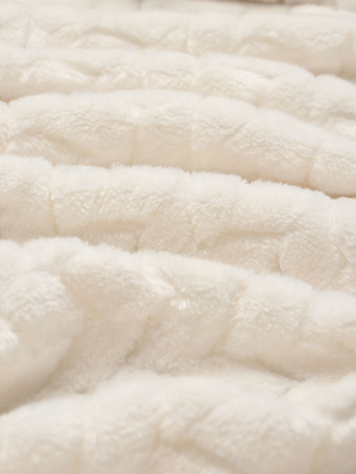 Плед «Этель» Zig-zag, 150×200 см, корал-флис, молочный