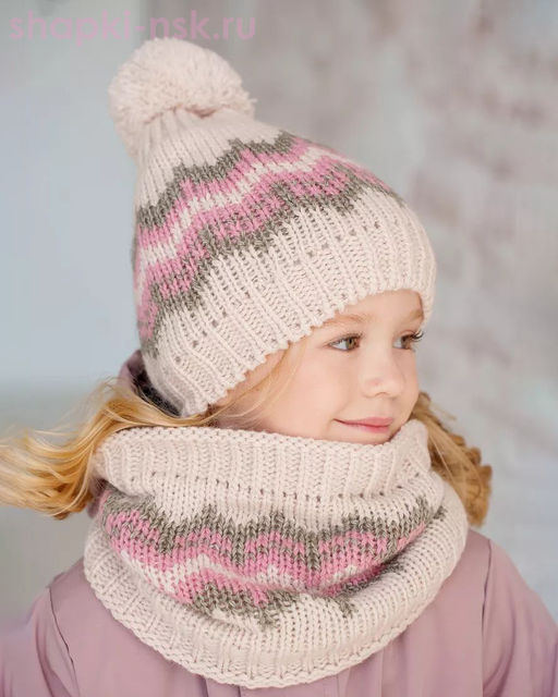 PQ 24 PD 24 Комплект для девочки флис (колпак+снуд) (52-54)