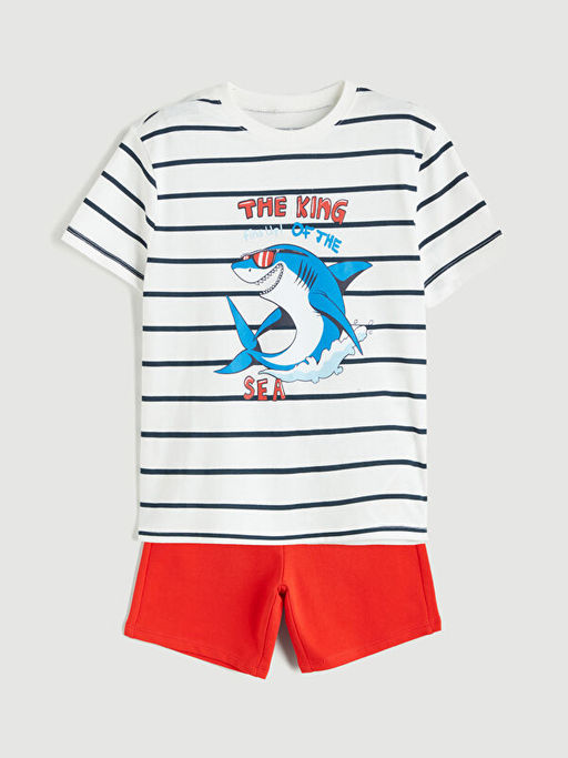 Bask?l? Erkek ?ocuk Ti??rt ve ?ort 2li