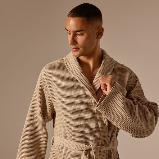 Халат вафельный мужской SL HOME: Basic «Саббиа», размер XL, хлопок 100%, коричневый