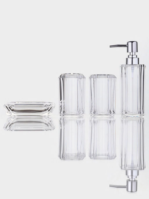 Набор для ванной «Кристалл», 4 предмета, дозатор, 2 стакана, мыльница