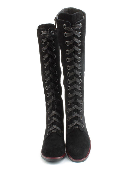 02-KF20025 BLACK Сапоги зимние женские (натуральная замша, байка и натуральный мех) - Фабричный китай фото 8