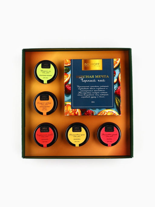 Набор подарочный мед и чай новогодний Вкусного Нового Года