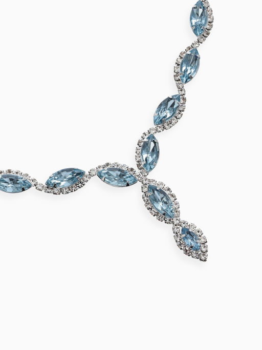 Набор 2 пред-а: серьги, колье "Вечерний шик" лепестки, цвет бело-небесно-голубой в серебре   1093745