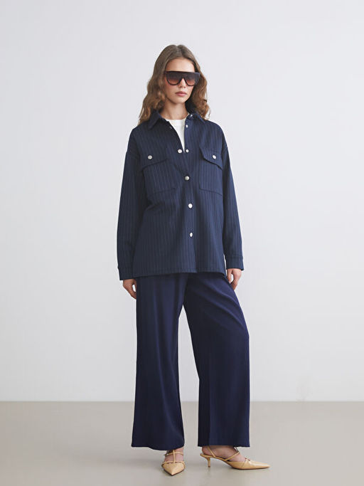 ?izgili Oversize Kad?n G?mlek Tunik