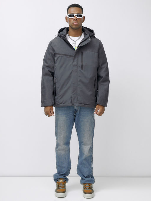 Куртка спортивная мужская зимняя большого размера темно-серого цвета 66613TC - Mtforce фото 2