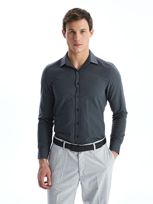 Slim Fit Uzun Kollu Poplin Erkek G?mlek