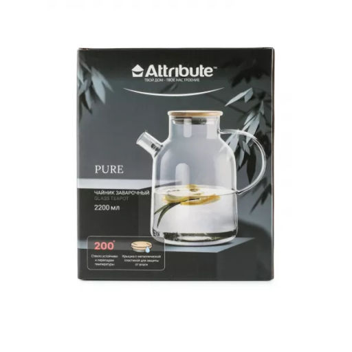 Чайник заварочный PURE 2200мл с бамбуковой крышкой