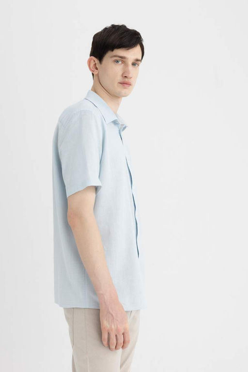 Хлопковая рубашка с короткими рукавами и воротником поло стандартного кроя - Defacto фото 8