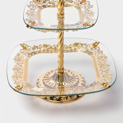 Этажерка-фруктовница квадратная Расцвет, 2 яруса, d=18/29 см, h=49 см, стекло - Simaland фото 4