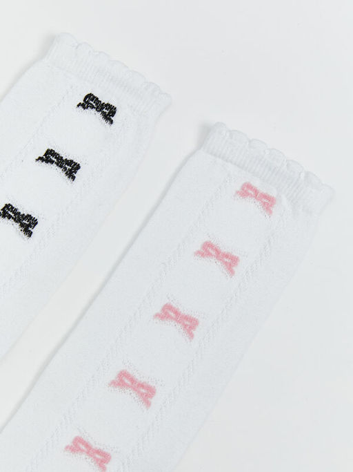 Fiyonk Desenli K?z ?ocuk Diz Alt? ?orap 2li