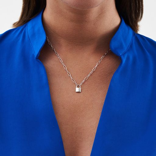 Колье - цепь с замком из серебра