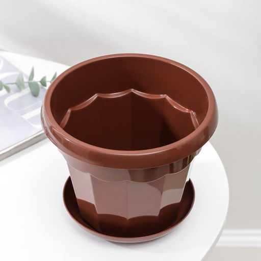 Горшок для цветов с поддоном «Доляна. Эрика», 1.8 л, пластиковый, коричневый