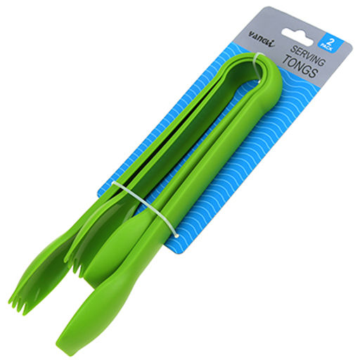 Щипцы кулинарные пластмассовые, набор 2 штуки: 20х3,5х4см; 25х3,5х5см, цвета микс (Китай)