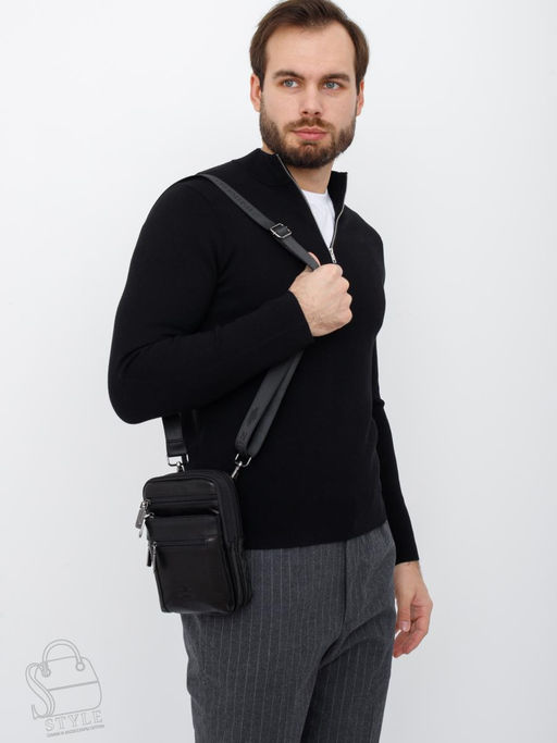 Сумка мужская кожаная 325012Z black Zinimsk