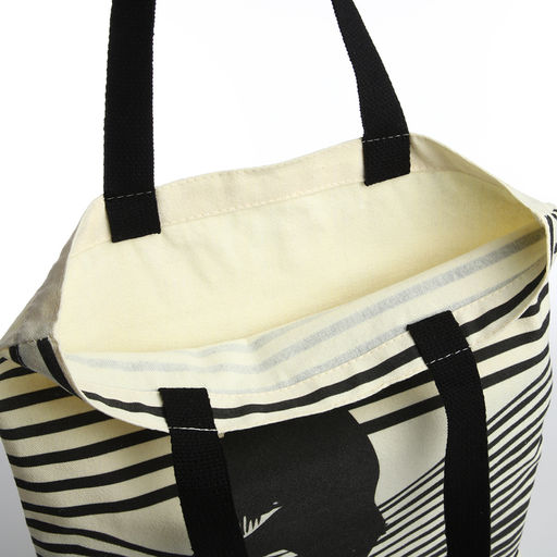 Сумка - шопер без застёжки, с принтом, 35×0.5×40 см, бежевая