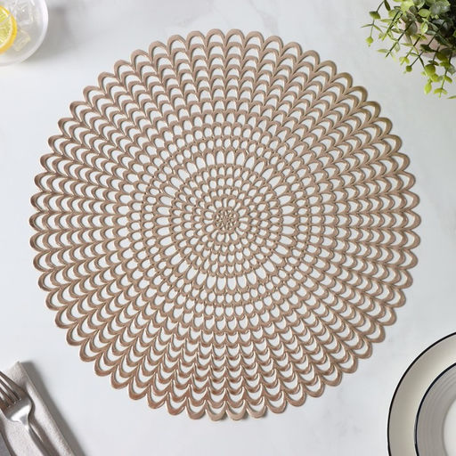 Набор салфеток сервировочных на стол Доляна Солнечная, d=38 см, 4 шт, цвет золотой  фото 11