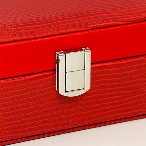 Шкатулка кожзам под часы 1 деление и бижутерию Рептилия алая комбинированная 7х14х20 см - Simaland фото 4