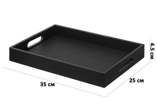 Поднос 35*25*4,5 см, прямоугольный Плетенка, черный - Elan gallery фото 2