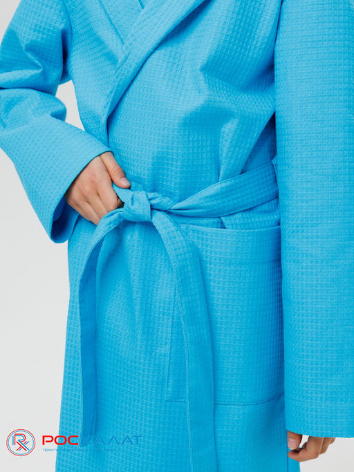 Подростковый вафельный халат с капюшоном бирюзовый В-18 (14) - Росхалат фото 3