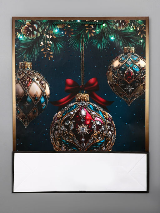 Цена за 2 шт. Пакет подарочный новогодний ламинированный, «Шар», 33×10×42.5 см