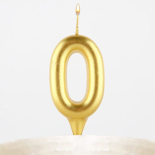 Свеча для торта, цифра «0», золото, 3×6 см