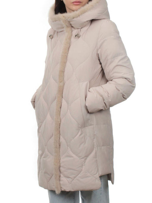 310 BEIGE Пальто зимнее стеганое женское (200 гр. холлофайбер, натуральная норка) - Fashion фото 5